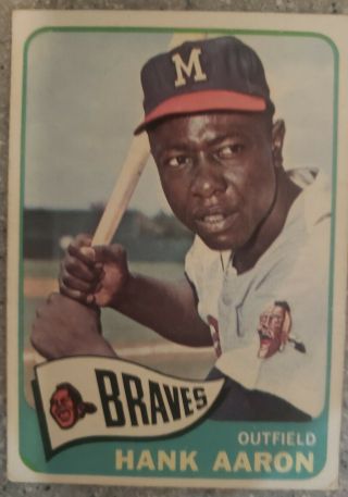 1965 Topps Hank Aaron Milwaukee Braves 170 Baseball Card Godd.