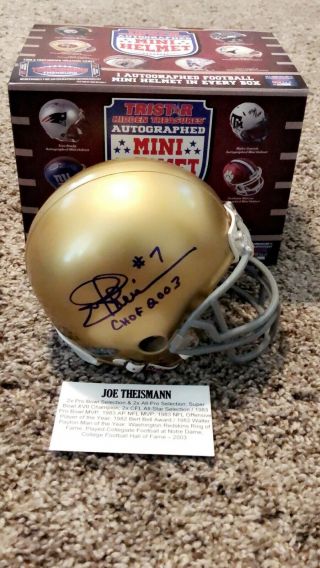 Joe Theismann Autographed Mini Helmet - Tristar Hidden Treasures - Notre Dame