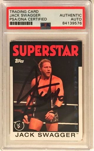 2016 Topps Heritage Wwe Wwf Jack Swagger Signed Trading Card 16 Psa/dna Slabbed