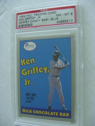 Ken Griffey Jr 1989 Pacific Trading Card Griffey Jr Blue Candy Bar Psa 8 Nr - Mt