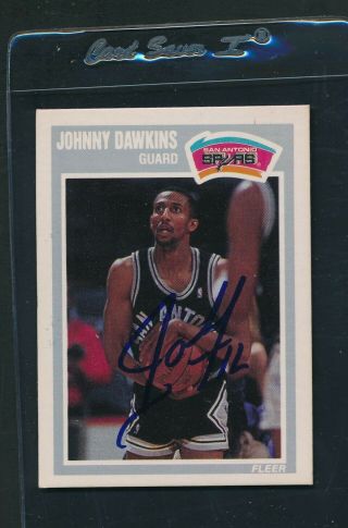 1989/90 Fleer 143 Johnny Dawkins San Antonio Spurs Signed Auto 54389