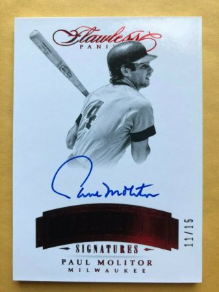 2017 Flawless Paul Molitor Auto /15 Ruby Red Legendary Signatures Brewers