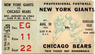 1963 York Giants vs.  Chicago Bears preseason football program w/ ticket stub 4