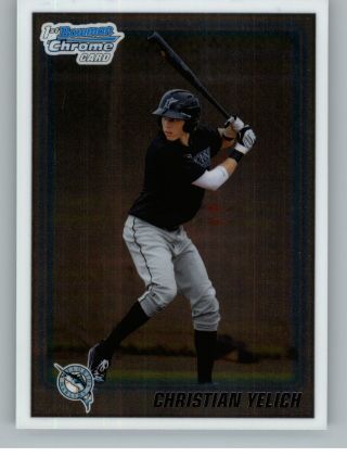 Christian Yelich 2010 Bowman Chrome Draft 1st Bdpp78 Rookie Rc Brewers