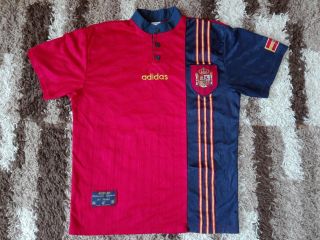 Spain National Team 1996 - 1998 Adidas Home Football Soccer Shirt Jersey Size S
