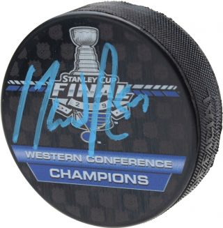 David Perron St.  Louis Blues Signed 2019 Western Conference Champs Logo Puck