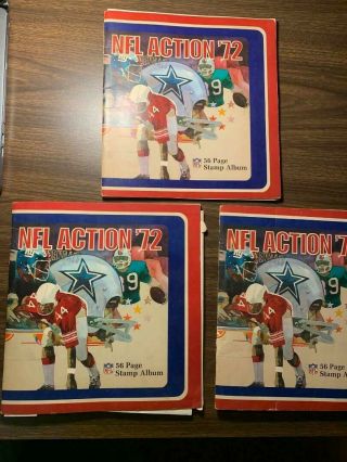 Qty 3 1972 Sunoco Nfl Action 56 Page Stamp Album With Stamps National Football