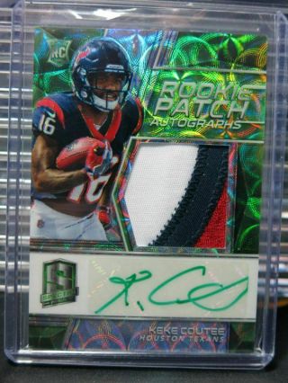 2018 Spectra Keke Coutee Neon Green Rookie Patch Auto Autograph 28/60 Bb