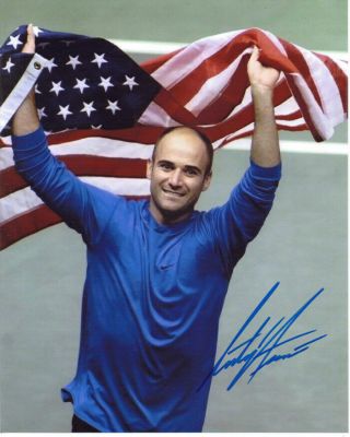 Andre Agassi Us Open Tennis Champion Signed 8x10 Photo With