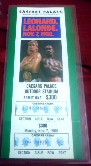 1988 Sugar Ray Leonard Vs Donny Lalone Full Boxing Ticket