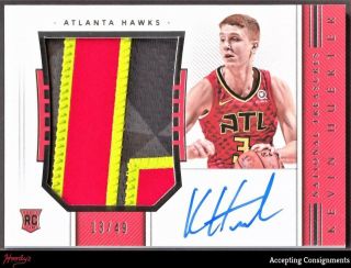 2018 - 19 Panini National Treasures Kevin Huerter 3 - Color Rpa Patch Auto 13/49 Rc