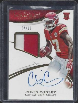 Chris Conley 2015 Immaculate Rpa 2 Color Rookie Patch On Card Auto Rc D 64/99