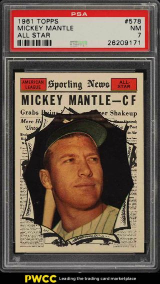 1961 Topps Mickey Mantle All - Star 578 Psa 7 Nrmt (pwcc)