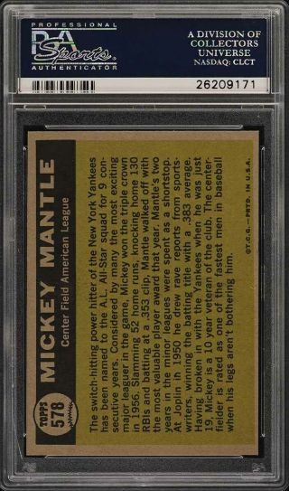 1961 Topps Mickey Mantle ALL - STAR 578 PSA 7 NRMT (PWCC) 2