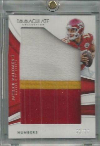 2018 Immaculate Numbers Patrick Mahomes Ii 3 Color Patch 35/50