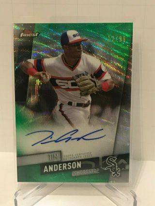 Tim Anderson Green Wave Auto 12/99 2019 Topps Finest Chicago White Sox