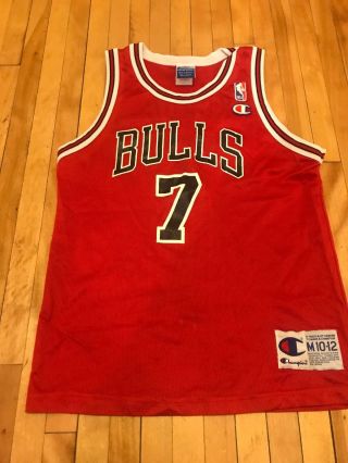 Vintage Tony Kukoc Chicago Bulls Champion Jersey,  Youth 10 - 12,  M,  Euc 