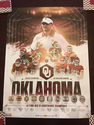 2017 Oklahoma Sooners Football Poster Baker Mayfield Lincoln Riley