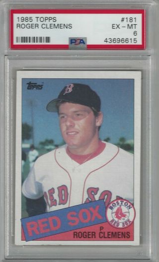 1985 Topps Roger Clemens 181 Rookie Rc Boston Red Sox Psa 6 Ex - Mt