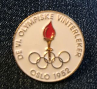 1952 Oslo Norway Winter Olympic Games Pin Enamel