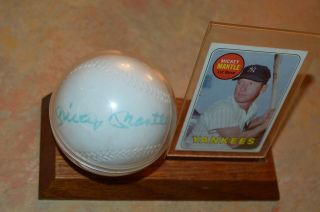 Mickey Mantle Signed Wiffle Ball & 1969 Topps 500