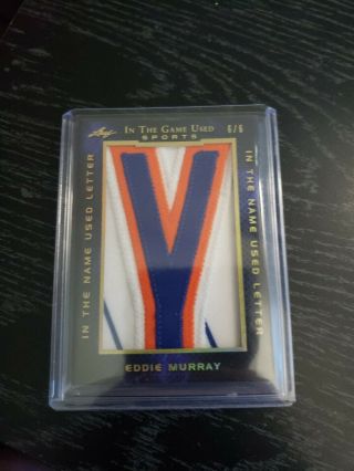 2019 Leaf Itg Game Eddie Murray Letter Game Worn Jersey Patch Ed 6/6