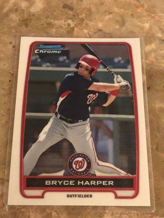 2012 Bowman Chrome Bryce Harper Rookie Bcp10 Nationals Star Nm - Mt Or Better