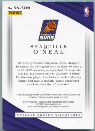 18 Immaculate Shaquille O ' Neal Autograph Sneaker 2 Color Shoe Patch Auto /10 2