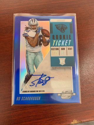 2018 Panini Contenders Optic Blue/25 Rookie Ticket Autographs Bo Scarbrough Auto
