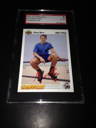 Pavel Bure Signed 1991 - 92 Upper Deck Card Canucks Sgc Slabbed Au381859