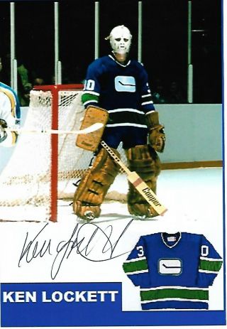 Ken Lockett Authentic Signed Autograph Vancouver Canucks Nhl 4x6 Hockey Photo