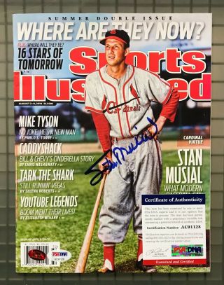 Stan Musial Signed 2010 Sports Illustrated Autographed Psa/dna Cardinals Hof