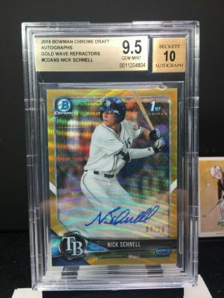 2018 Bowman Draft Nick Schnell Gold Wave Refractor Autograph /50 Bgs 9.  5/10 Auto