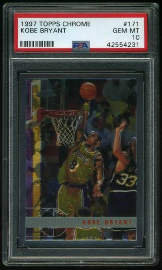 1997 Topps Chrome Kobe Bryant Psa 10 Gem Basketball Los Angeles Lakers