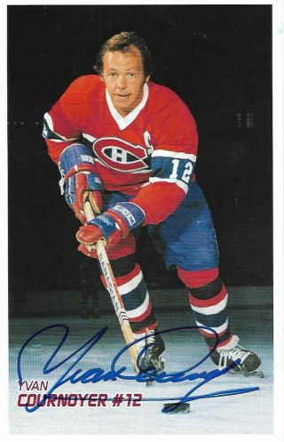Yvon Cournoyer Authentic Signed Autograph Montreal Canadiens 4x6 Hockey Postcard