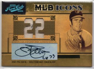2005 Playoff Prime Cuts Jim Palmer Mlb Icons Button Hole Relic Auto /10 Orioles