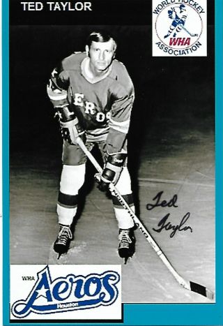 Ted Taylor Authentic Signed Autograph Houston Aeros Wha 4x6 Hockey Photo
