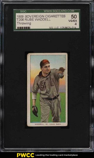 1909 - 11 T206 Rube Waddell Throwing,  Sovereign Sgc 4 Vgex (pwcc)