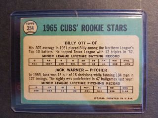 Jack Warner Chicago Cubs rookie 1965 Topps autographed Baseball Card 2