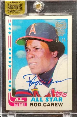 ☆31/36☆ Hof Rod Carew 2016 Archives 1982 Topps All Star Buyback On Card Auto 