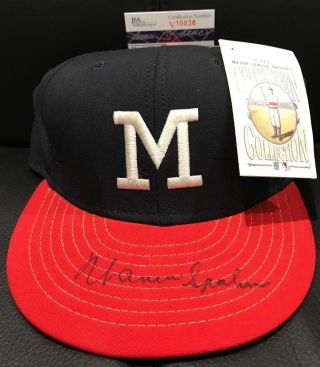 Warren Spahn Signed Milwaukee Braves Hat American Needle Jsa Authentication