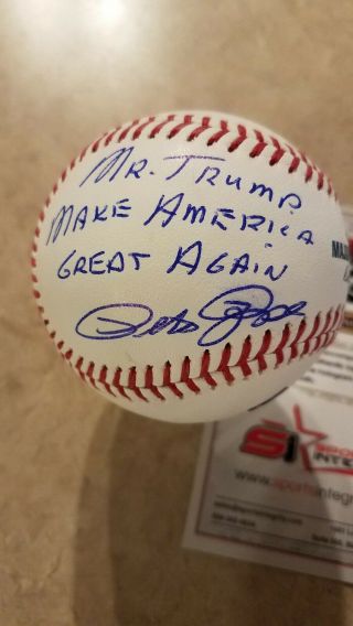 PETE ROSE SIGNED MLB BASEBALL MR TRUMP,  MAKE AMERICA GREAT AGAIN.  (SMEARED) LQQK 2