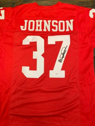 Jimmy Johnson Autographed San Francisco 49ers Jersey W/coa Psa & Hof 94 Insc.