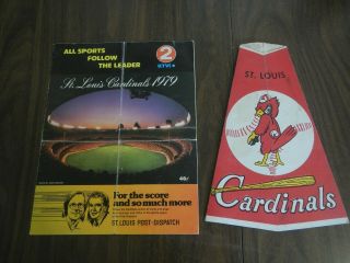 Vtg St Louis Cardinals Popcorn Holder Paper Megaphone 1979 Program Vs.  Braves