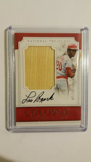 2017 National Treasures Lou Brock Colossal Autograph Jersey Number Card 5/20