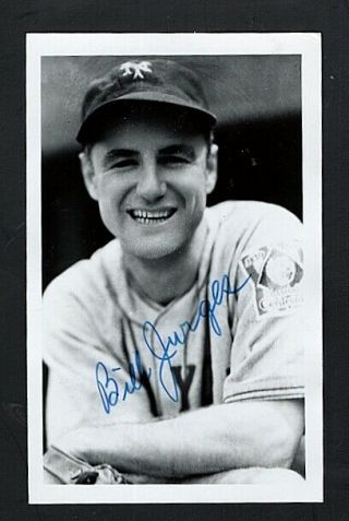 1939 - 45 Billy Jurges - Ny Giants Autographed Postcard Sized Photo - (d.  1997)