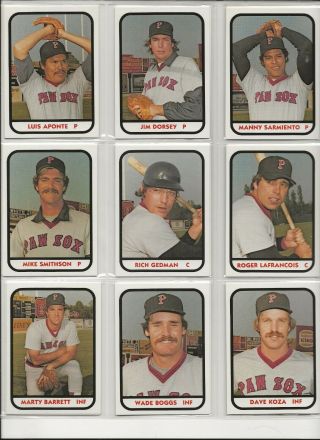 1981 TCMA Pawtucket Red Sox minor league set,  Wade Boggs,  Rich Gedman,  Bob Ojeda 2