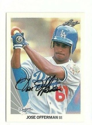 Jose Offerman 1990 Leaf Autographed Auto Signed Card Dodgers