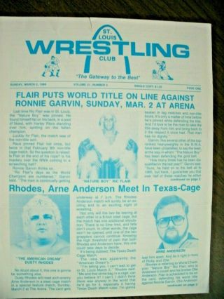 St Louis Wrestling 3/2/86 Flairvgarvin R&rvmid Exp T.  A.  Vkoloff Dustyvarn Cage