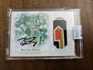2015 Topps Dynasty Buster Posey Auto Letter Jersey Patch Relic /5